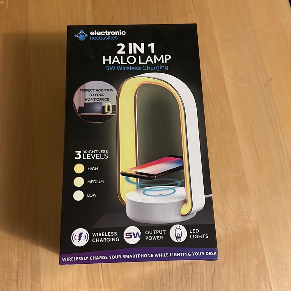 2 in 1 Halo lamp and wireless charger. Never used